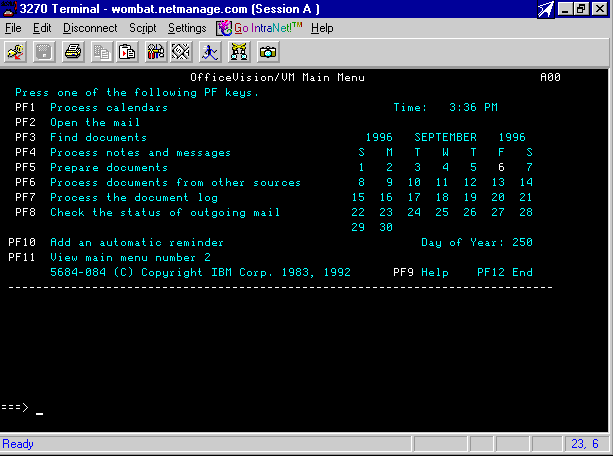 Emulación de un terminal 3270 con su típico aspecto