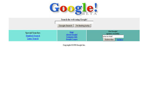 Google en versión beta en 1998