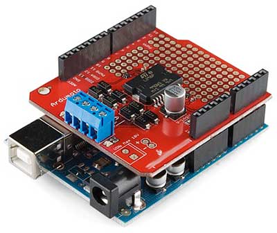 Placa montada sobre un Arduino UNO